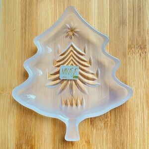 Mikasa Yuletide Tree Frost small glass Sweet Dish vintage made in Japan 5 inches
